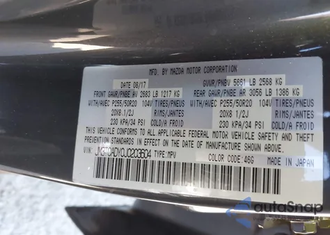 2018 Mazda Cx-9 Grand Touring from USA, damaged, VIN JM3TCADY0J0203604